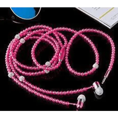 Ladies Luxury Pearl Necklace Pink Earphones With Mic Excellent Sound Quality Stereo Earphones For Everyday Use