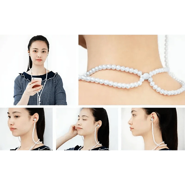 Ladies Luxury Pearl Necklace Pink Earphones With Mic Excellent Sound Quality Stereo Earphones For Everyday Use