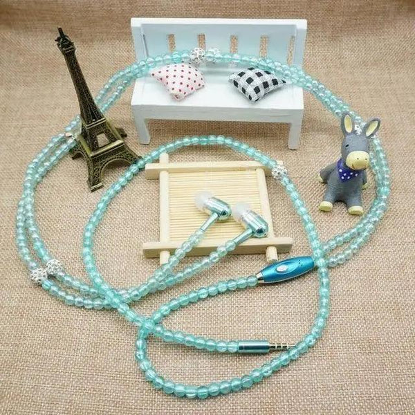 Ladies Luxury Pearl Necklace Pink Earphones With Mic Excellent Sound Quality Stereo Earphones For Everyday Use