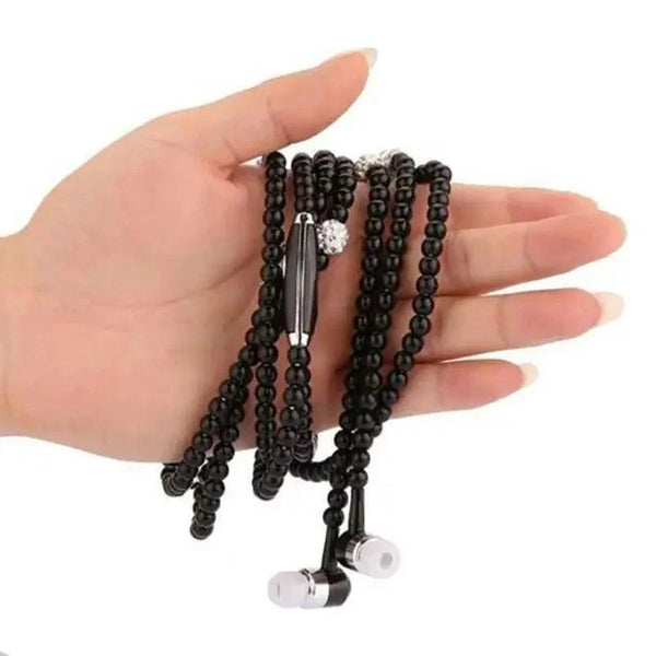 Ladies Luxury Pearl Necklace Pink Earphones With Mic Excellent Sound Quality Stereo Earphones For Everyday Use