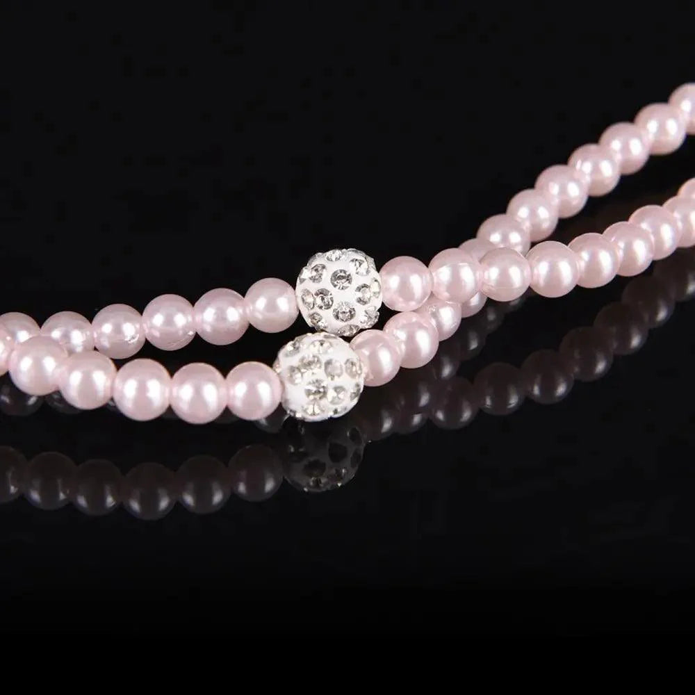 Ladies Luxury Pearl Necklace Pink Earphones With Mic Excellent Sound Quality Stereo Earphones For Everyday Use