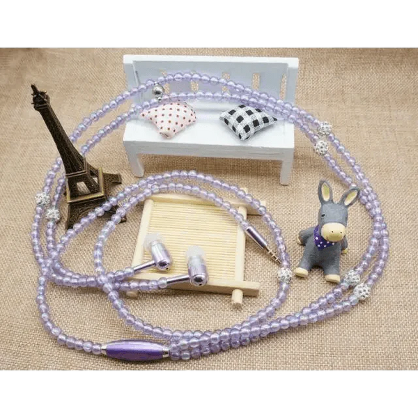 Ladies Luxury Pearl Necklace Pink Earphones With Mic Excellent Sound Quality Stereo Earphones For Everyday Use