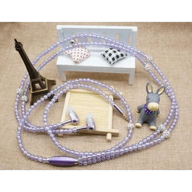 Ladies Luxury Pearl Necklace Pink Earphones With Mic Excellent Sound Quality Stereo Earphones For Everyday Use