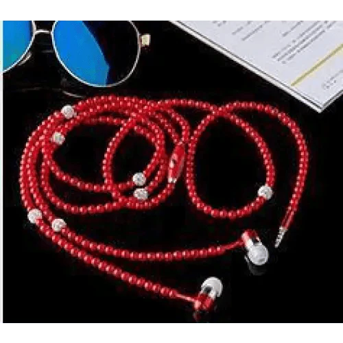 Ladies Luxury Pearl Necklace Pink Earphones With Mic Excellent Sound Quality Stereo Earphones For Everyday Use