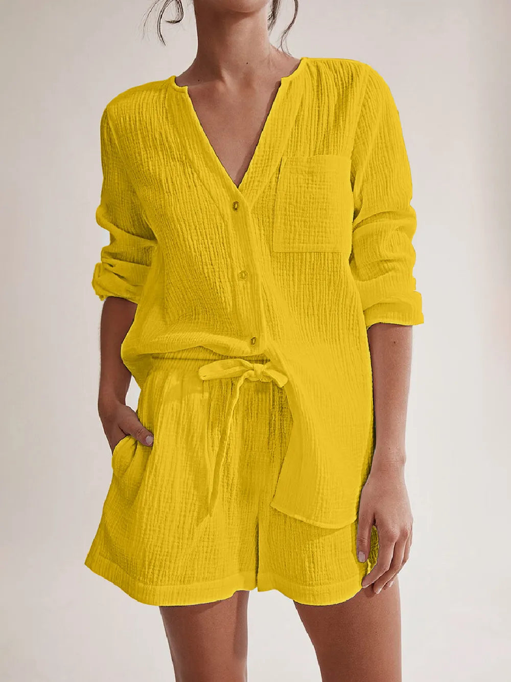 Ladies' summer pajamas made of pure cotton gauze