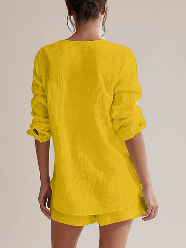 Ladies' summer pajamas made of pure cotton gauze