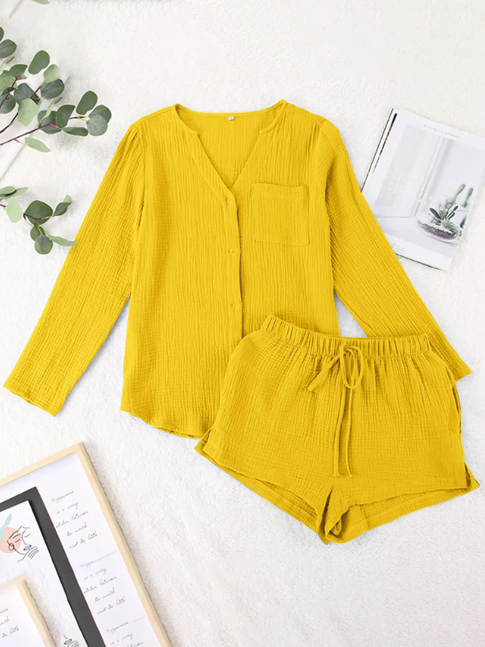 Ladies' summer pajamas made of pure cotton gauze