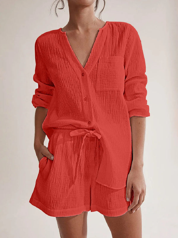 Ladies' summer pajamas made of pure cotton gauze