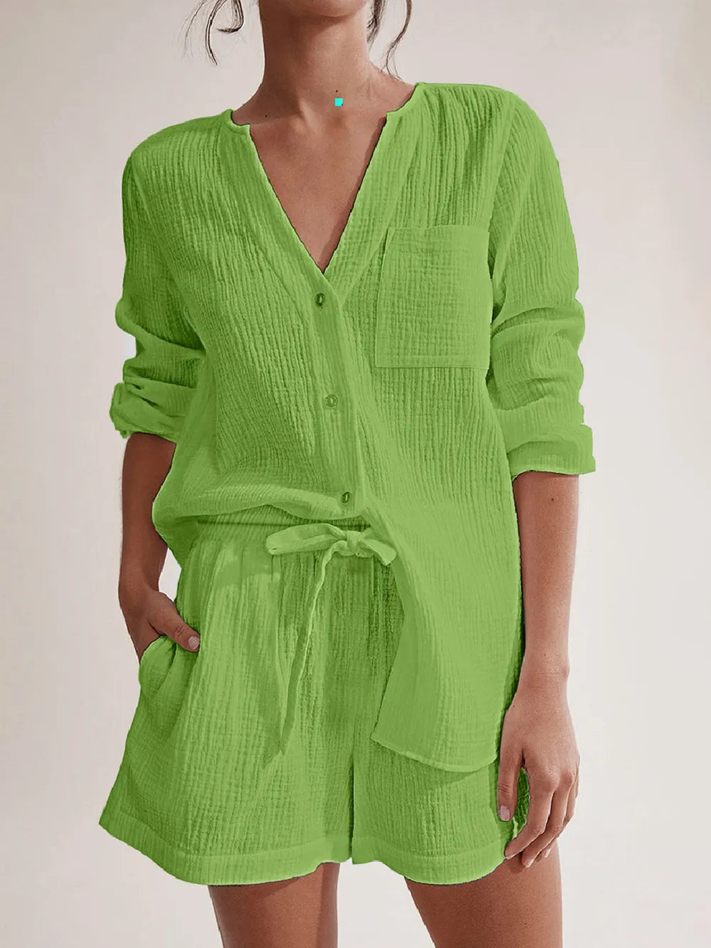 Ladies' summer pajamas made of pure cotton gauze