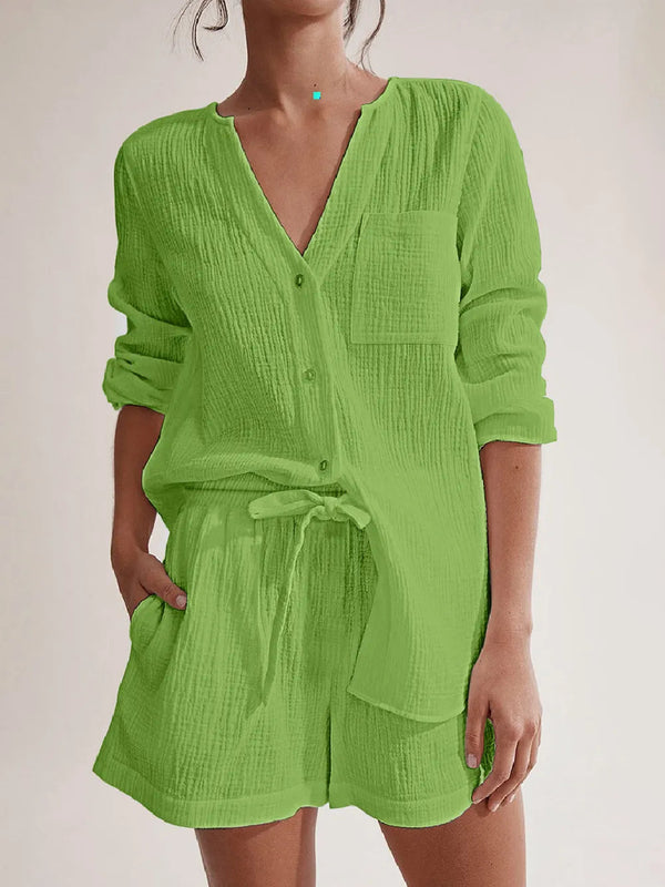 Ladies' summer pajamas made of pure cotton gauze