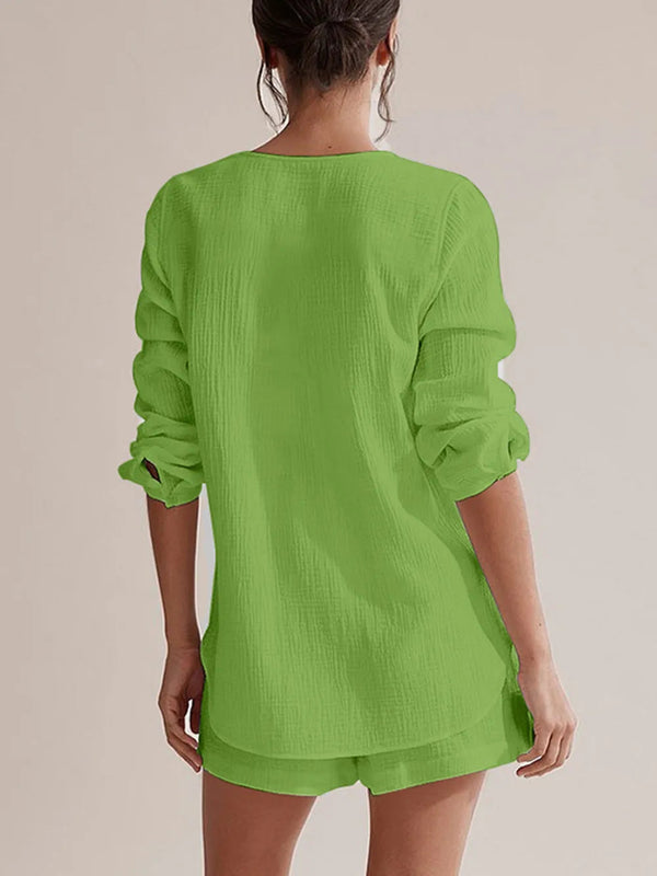 Ladies' summer pajamas made of pure cotton gauze