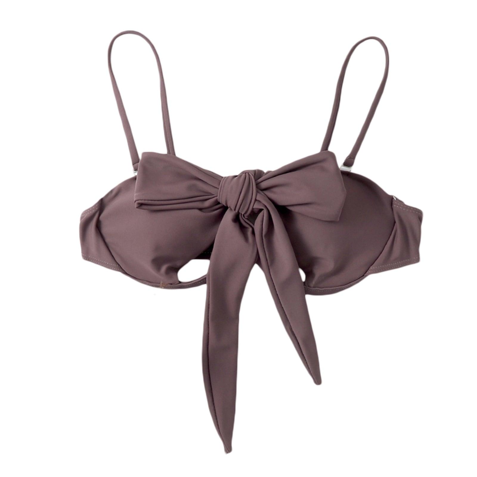 Ladies Summer Solid Color  Swimsuit Female Detachable Shoulder Strap Halter Bikini Women's Bikini Swimsuits One Piece Bathing Suits Tie Knot Cutout Swimwear with Crisscross Design