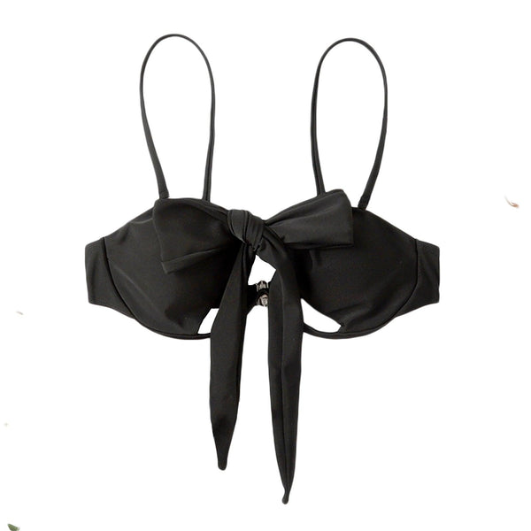 Ladies Summer Solid Color  Swimsuit Female Detachable Shoulder Strap Halter Bikini Women's Bikini Swimsuits One Piece Bathing Suits Tie Knot Cutout Swimwear with Crisscross Design