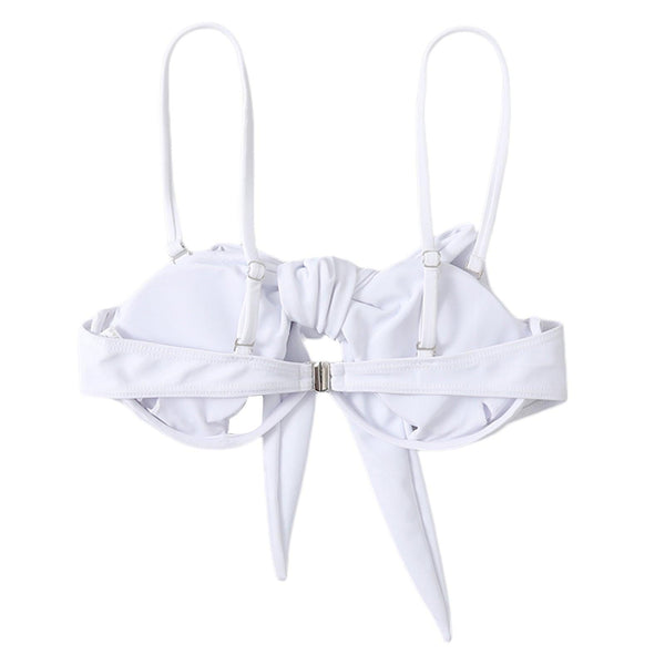 Ladies Summer Solid Color  Swimsuit Female Detachable Shoulder Strap Halter Bikini Women's Bikini Swimsuits One Piece Bathing Suits Tie Knot Cutout Swimwear with Crisscross Design