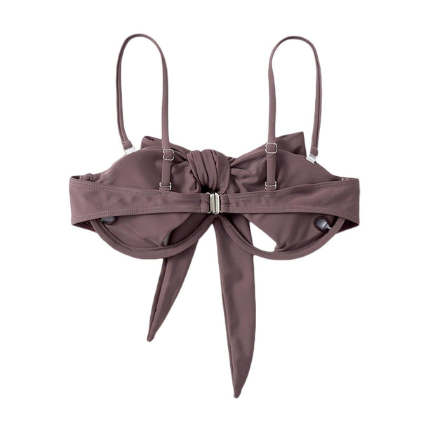 Ladies Summer Solid Color  Swimsuit Female Detachable Shoulder Strap Halter Bikini Women's Bikini Swimsuits One Piece Bathing Suits Tie Knot Cutout Swimwear with Crisscross Design