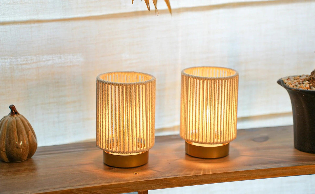 Set of 2 Braided Cotton Rope Table Lamp 6.5