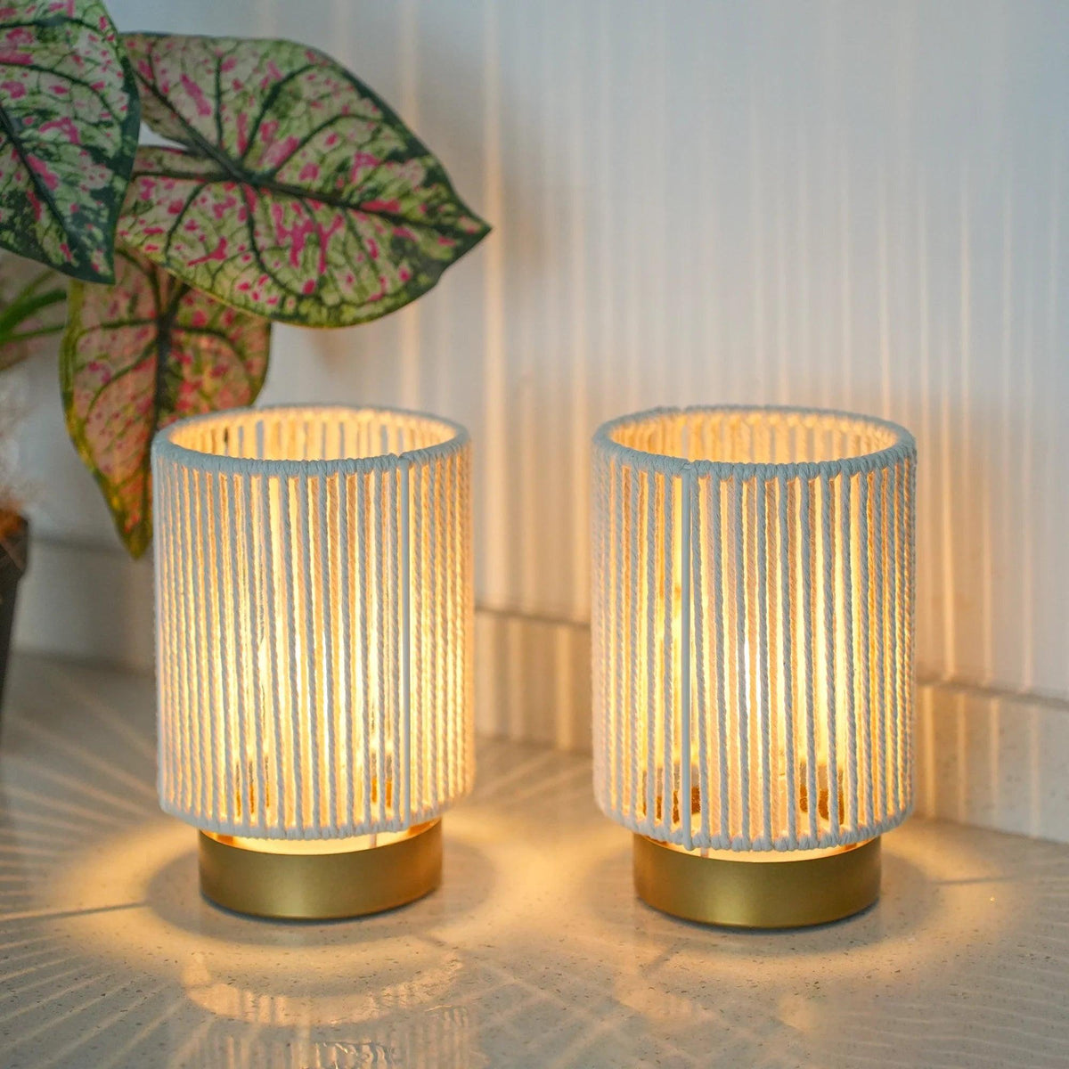 Set of 2 Braided Cotton Rope Table Lamp 6.5