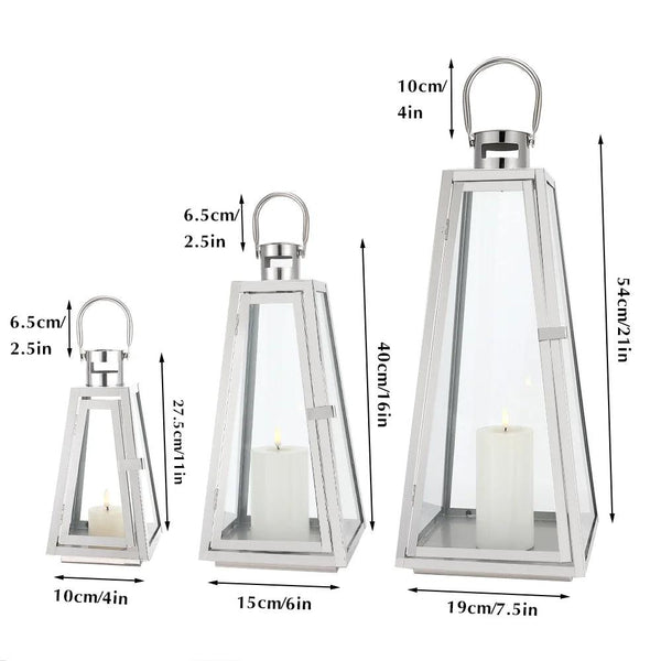 Set of 3-21'' & 16'' &11''High Stainless Steel Lantern