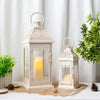 Set of 2 13''&19.5''H Candle Lanterns (Beige Gold Brush)