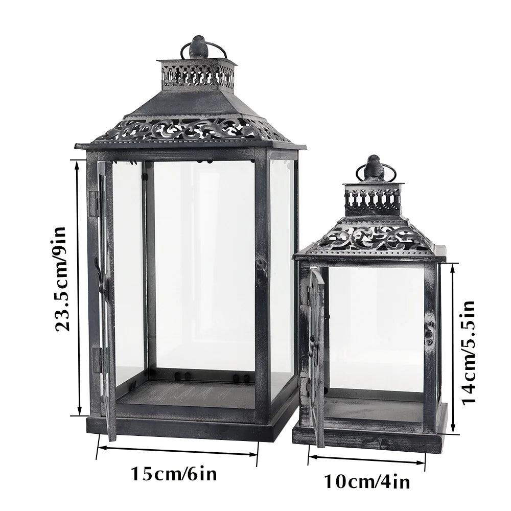Antique Grey Brush Decorative Lanterns（ Set of 2 ）