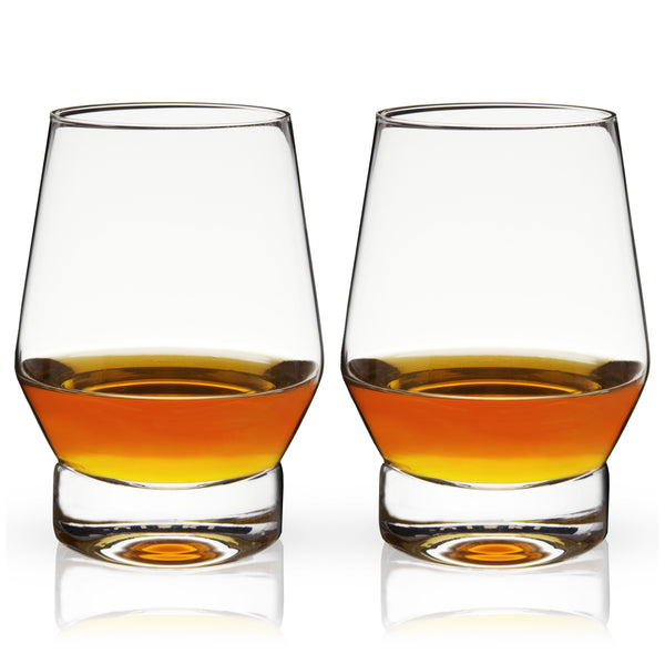 Raye Heavy Base Crystal Whiskey Glasses Set of 2