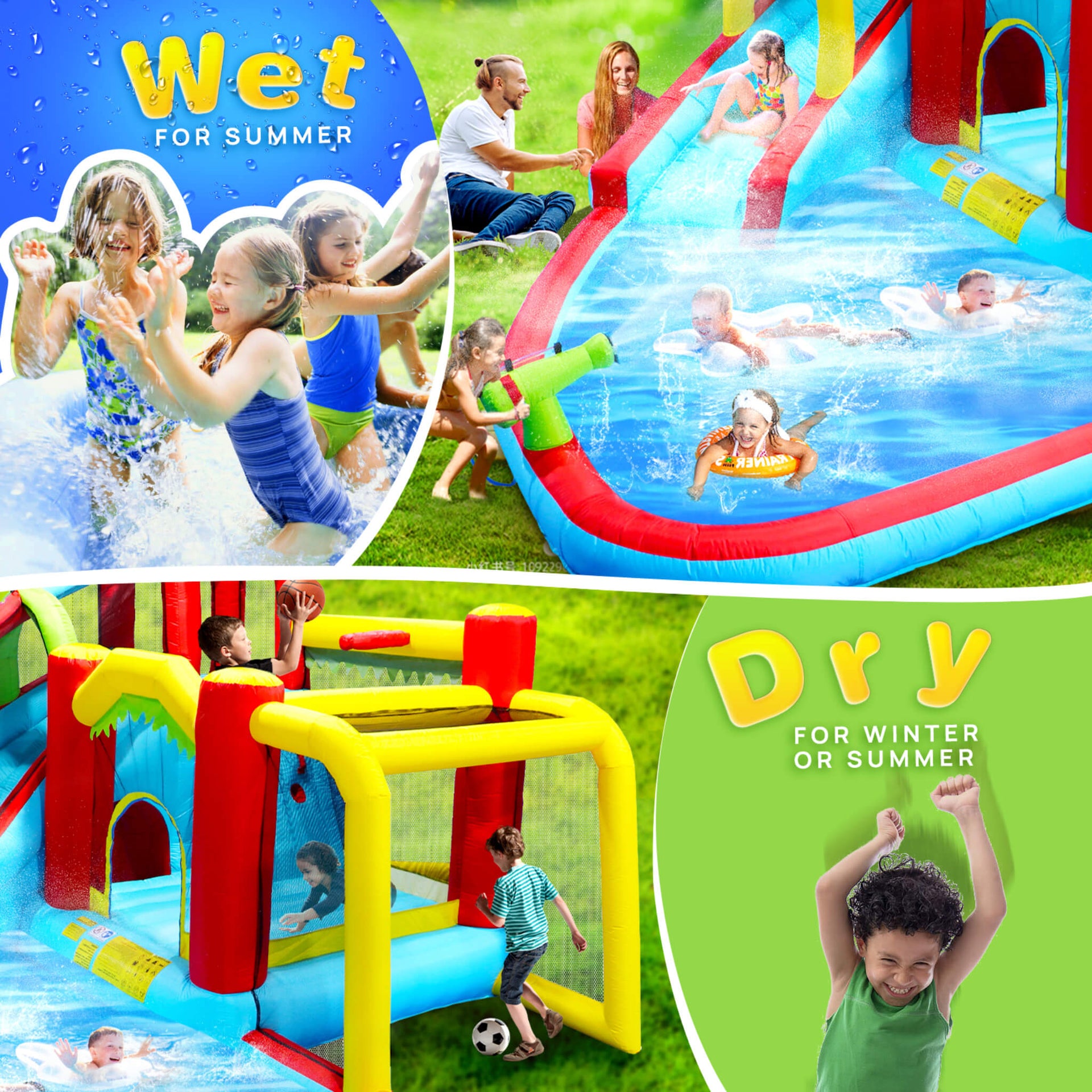 Large 7-In-1 Inflatable Water Slide Bouncer Pool With Climbing Wall (SAK60841)