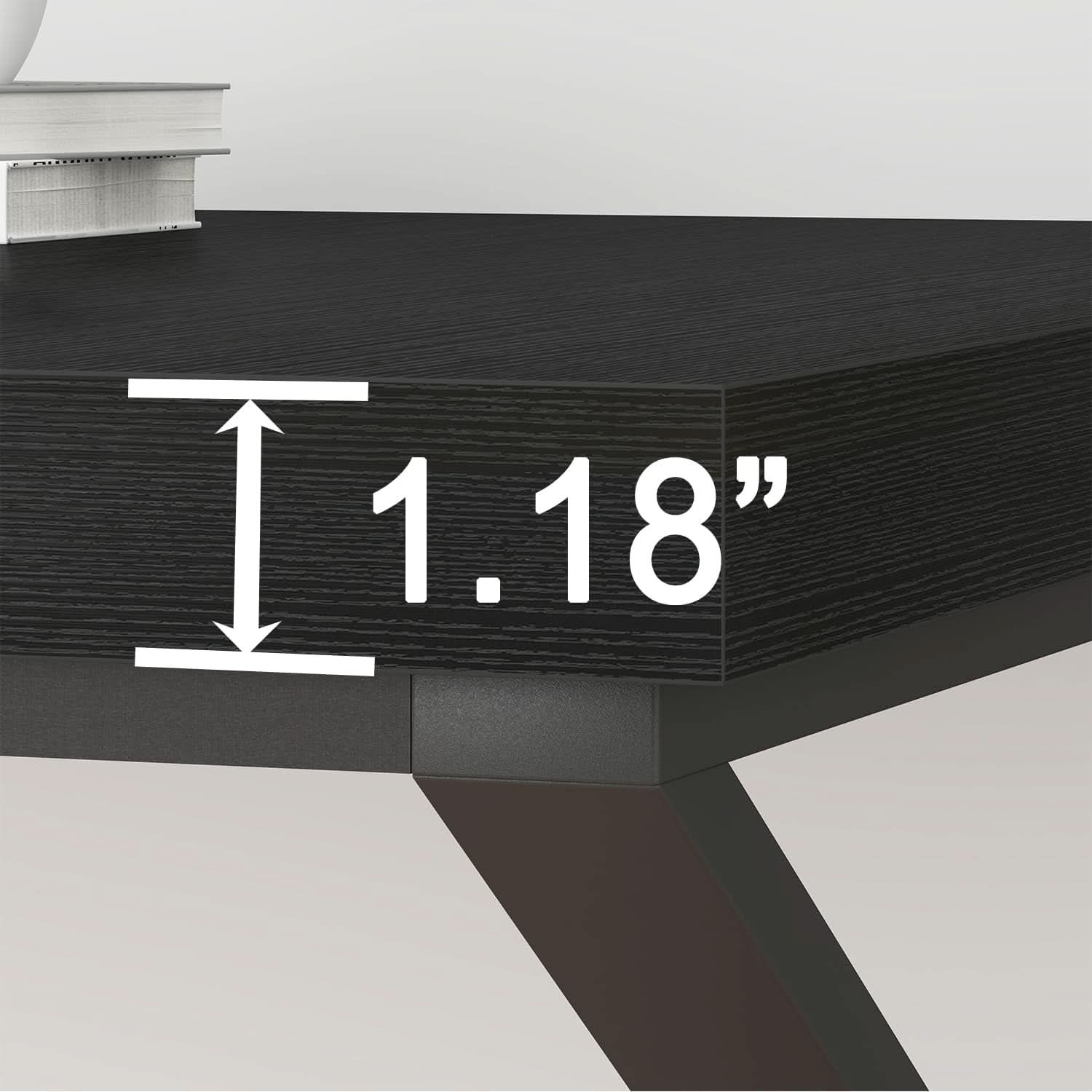 Large Black Desk for Two Monitors and Workstations