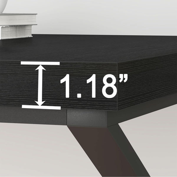 Large Black Desk for Two Monitors and Workstations