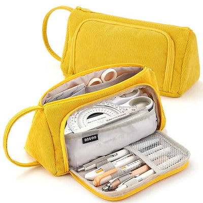 Large Capacity Corduroy Pencil Case