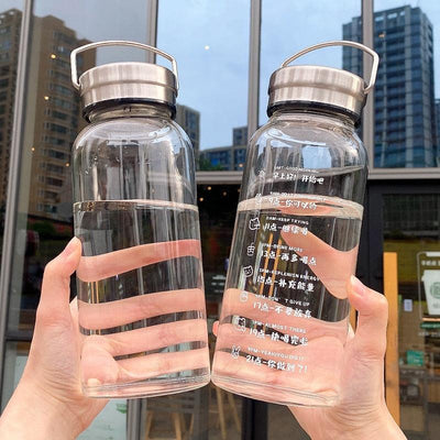 Large Capacity Water Bottle Transparent Milk Juice Cup Outdoor Travel Sport Portable Drinkware Tea Glass Bottle Glass Water Bottle Wide Mouth Stainless Steel Filter Attached lid Hydrating Sport Water