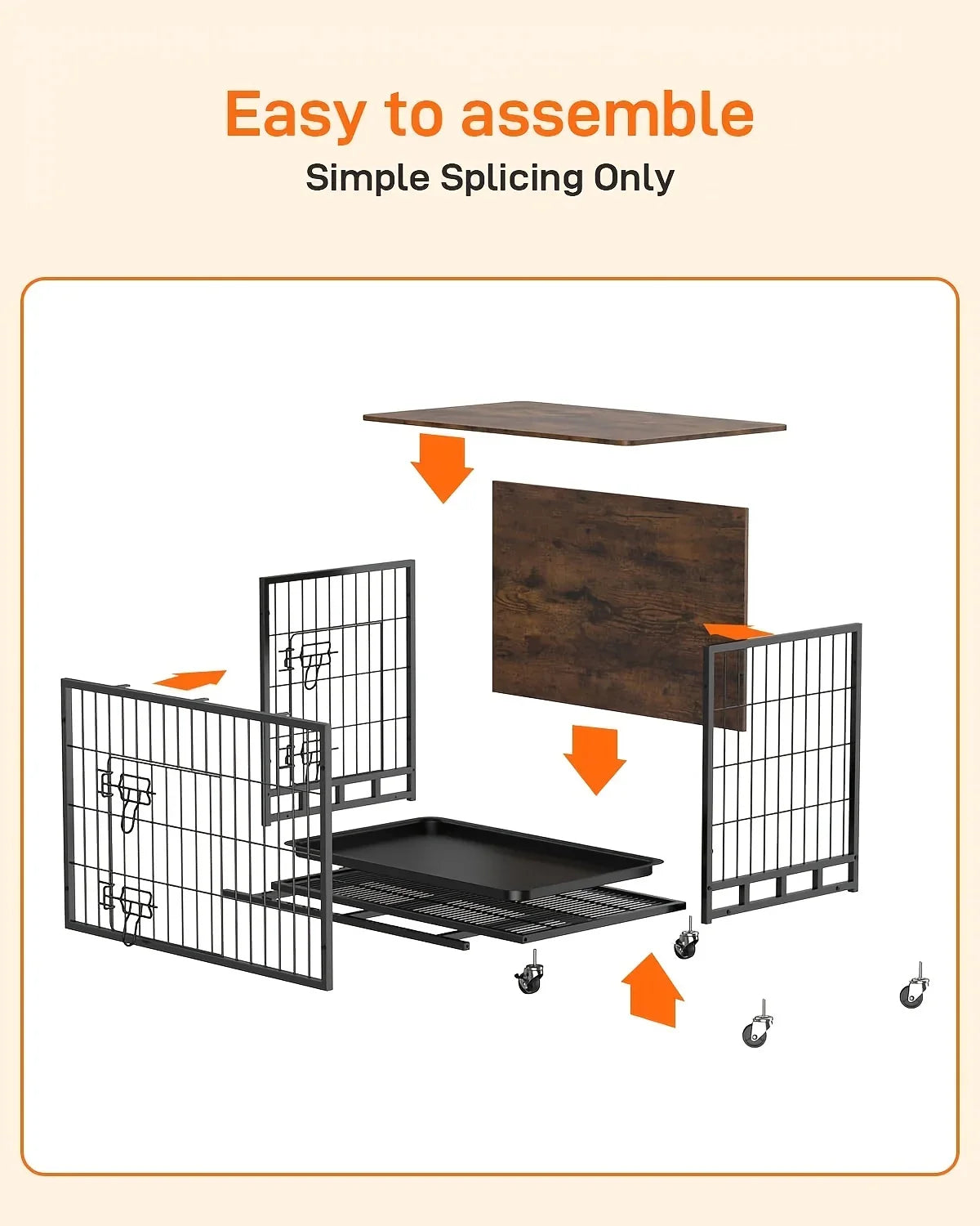 Large Heavy-Duty MDF & Wood Dog Crate Furniture - Double Door Kennel End Table with Removable Tray, Adjustable Divider &, Chew-Resistant Puppy Cage for Indoor/Outdoor Use, Multi-Size Dog House for Large Breeds (Golden Accent