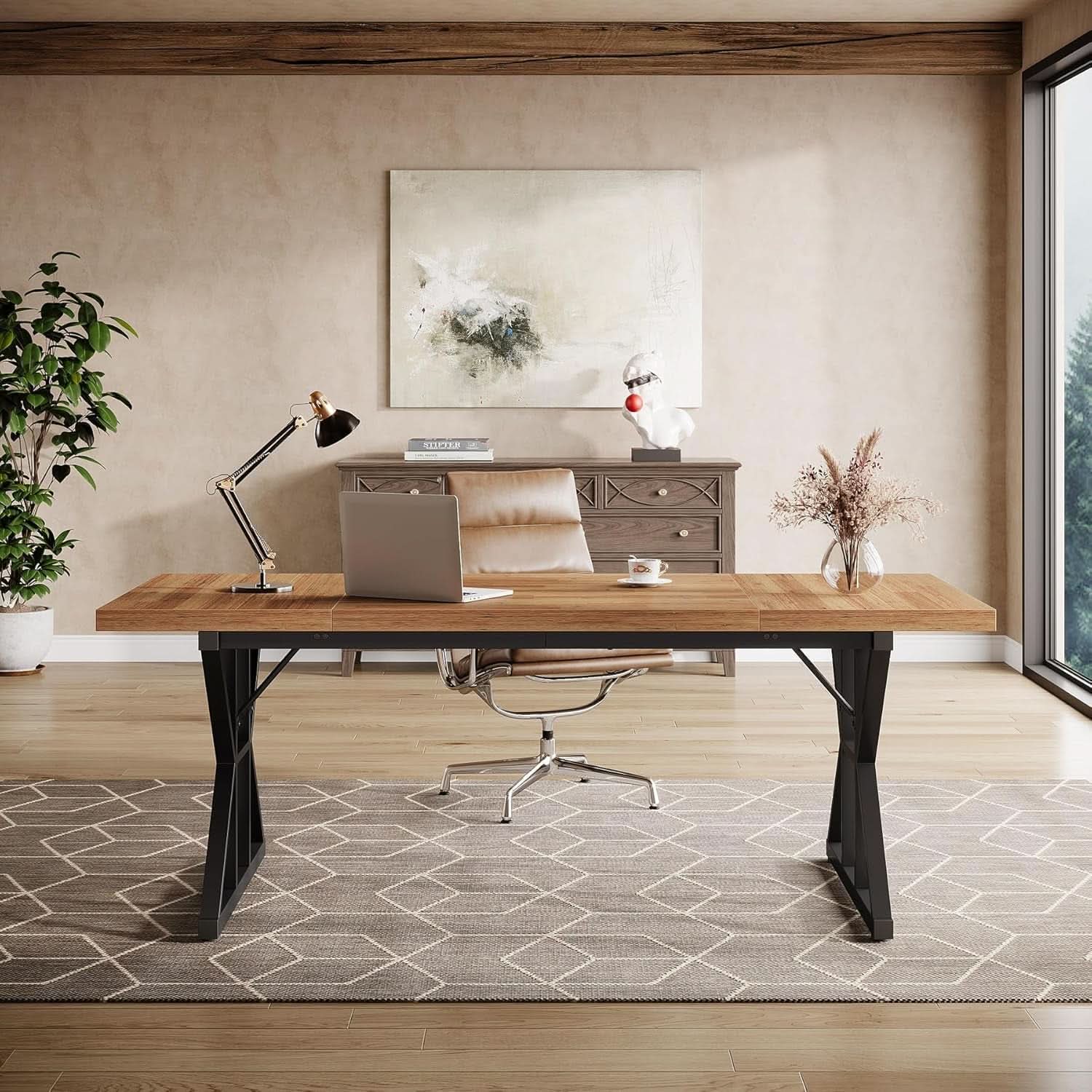 Large Industrial Executive Desk for Home Office Use