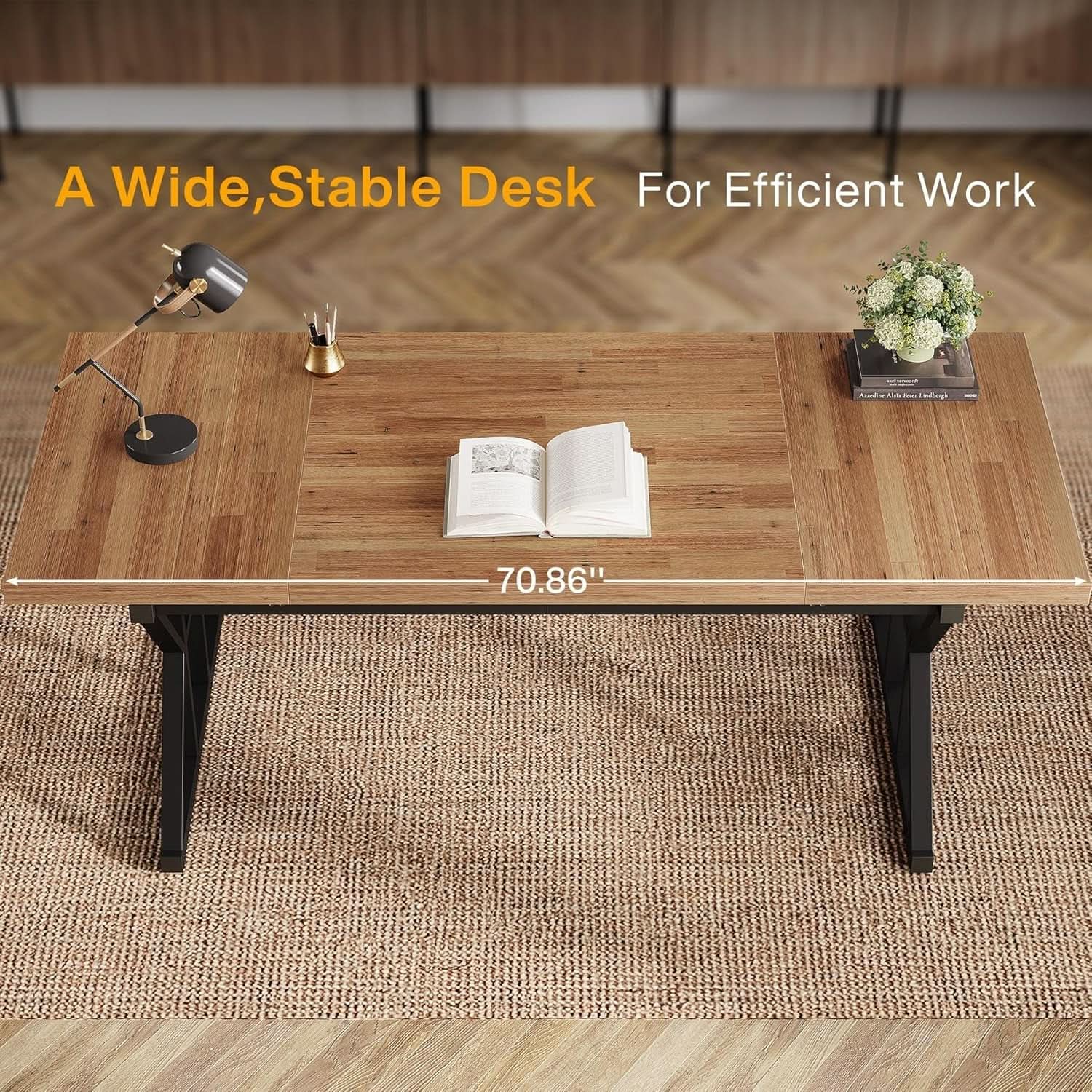 Large Industrial Executive Desk for Home Office Use