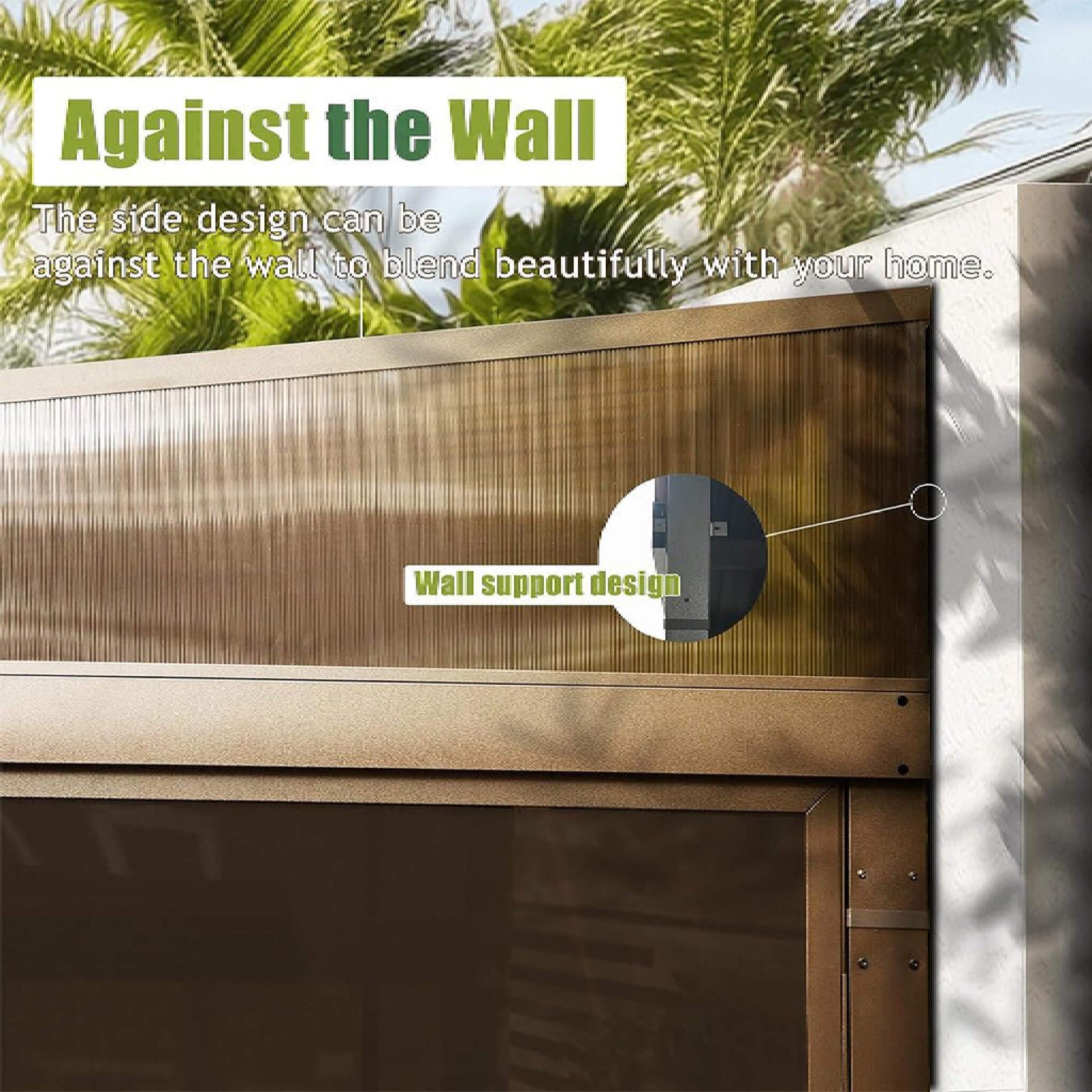 [12X14FT] Haven Large Outdoor All-Season Wall-Mounted Sunroom With Galvanized Steel Roof & Moveable PVC Screen (SAK46475)
