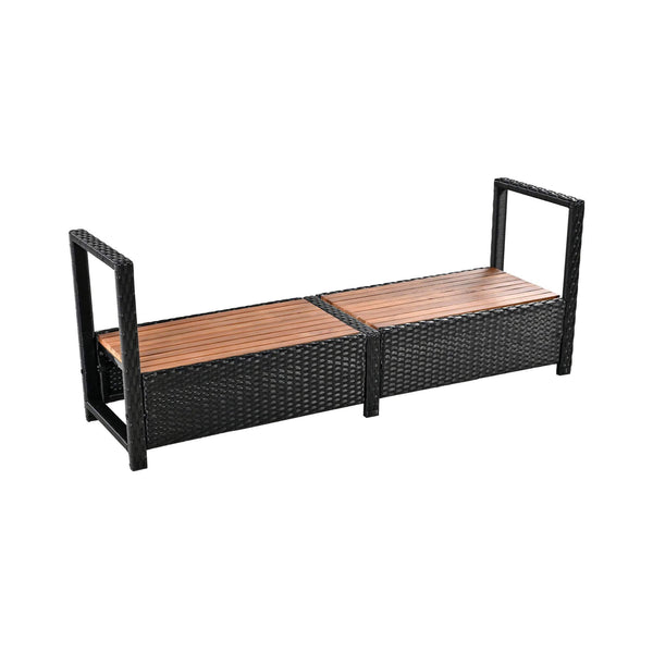 Large Outdoor Quadrilateral Spa Surround Rattan Sectional Sofa Set With Storage Compartments (SAK80217)