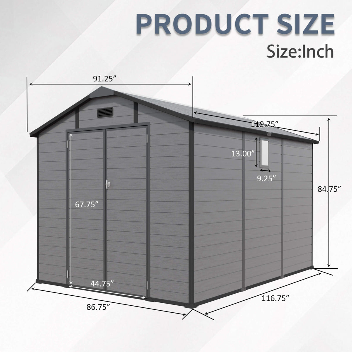 Large Plastic Lockable Resin Outdoor Storage Shed With Window And Floor (SAK25870)