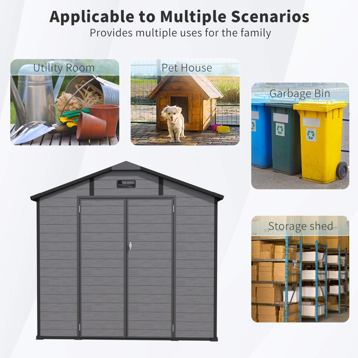 Large Plastic Lockable Resin Outdoor Storage Shed With Window And Floor (SAK25870)