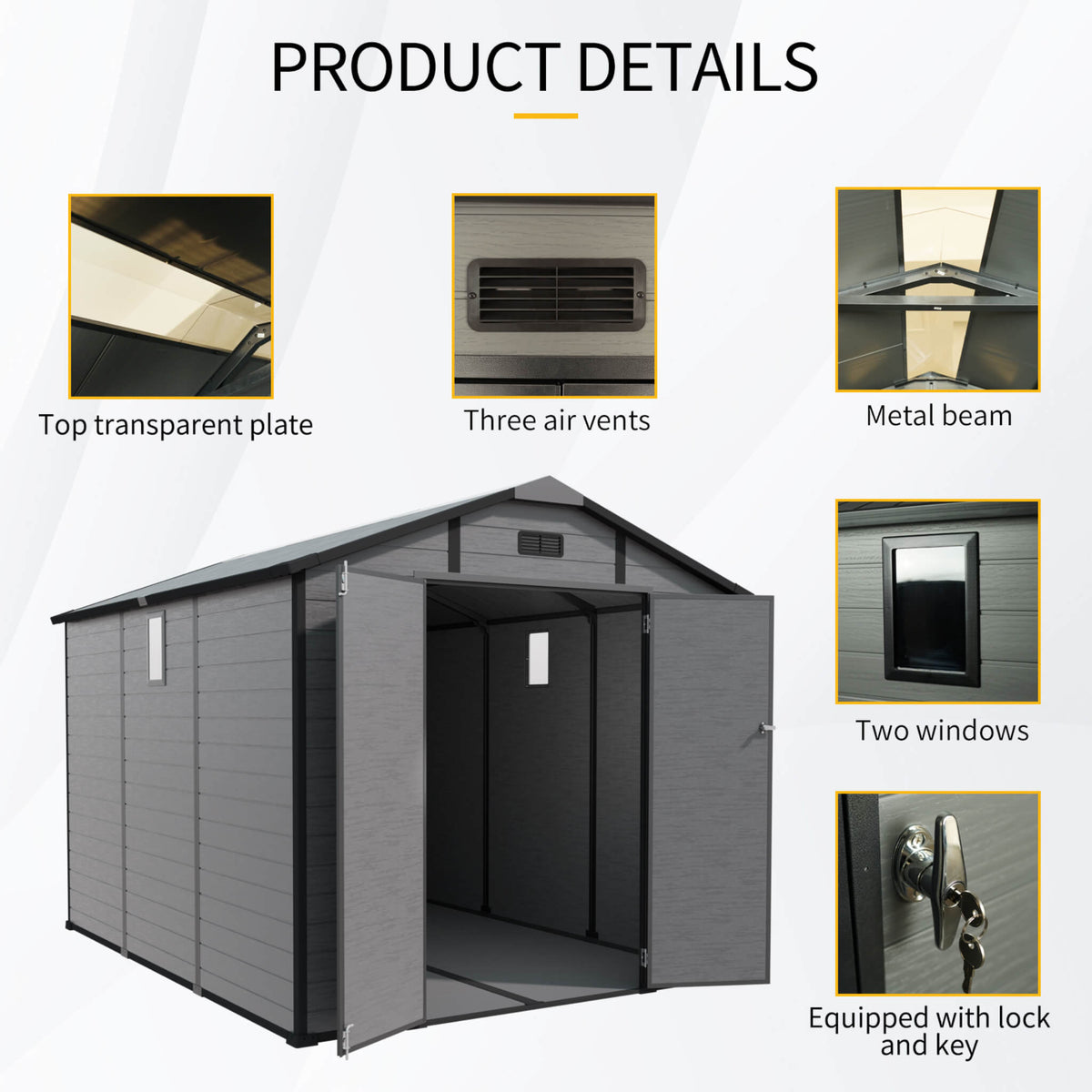 Large Plastic Lockable Resin Outdoor Storage Shed With Window And Floor (SAK25870)