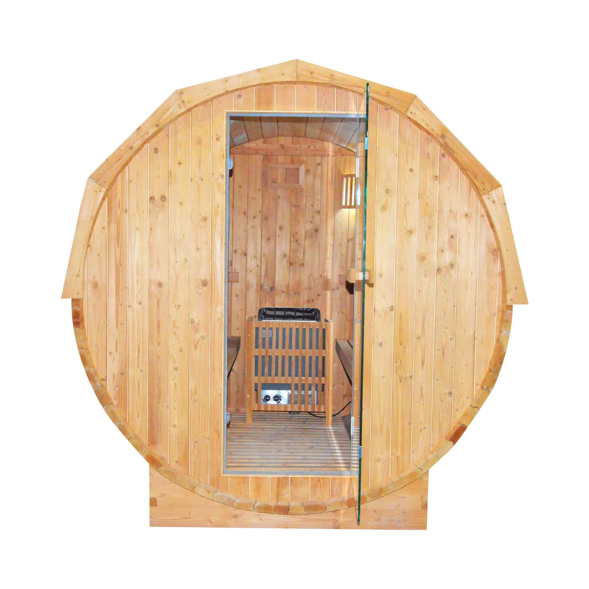 Ignite Large Premium American White Oak Outdoor Wooden Barrel Sauna With 4.5KW Sauna Heater (SAK45968)