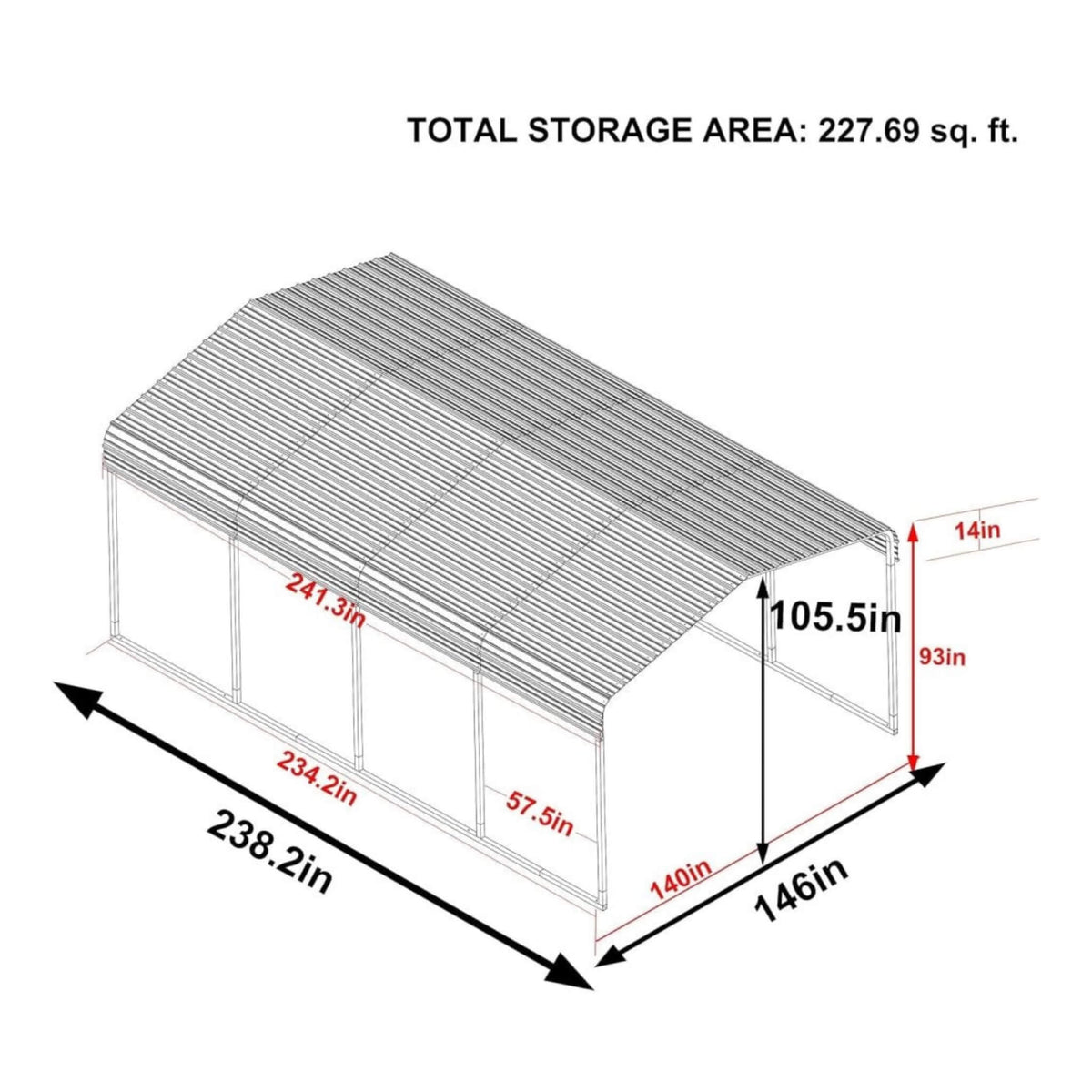 [12X20FT] Premium Modern Heavy-Duty Outdoor Alloy Steel Carport Canopy (SAK91486)