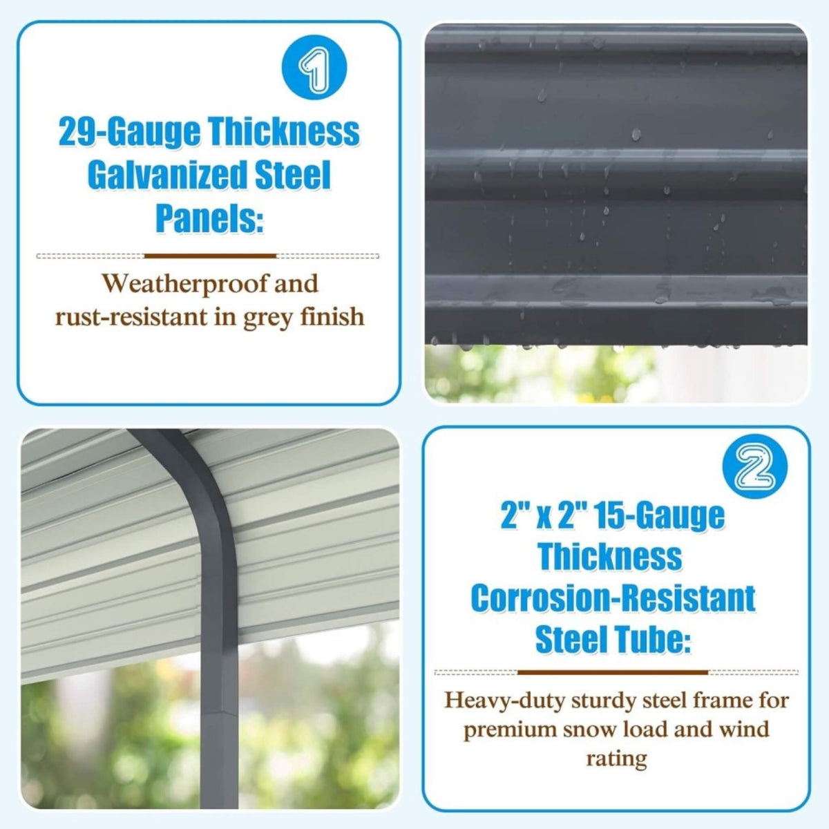 [12X20FT] Premium Modern Heavy-Duty Outdoor Alloy Steel Carport Canopy (SAK91486)