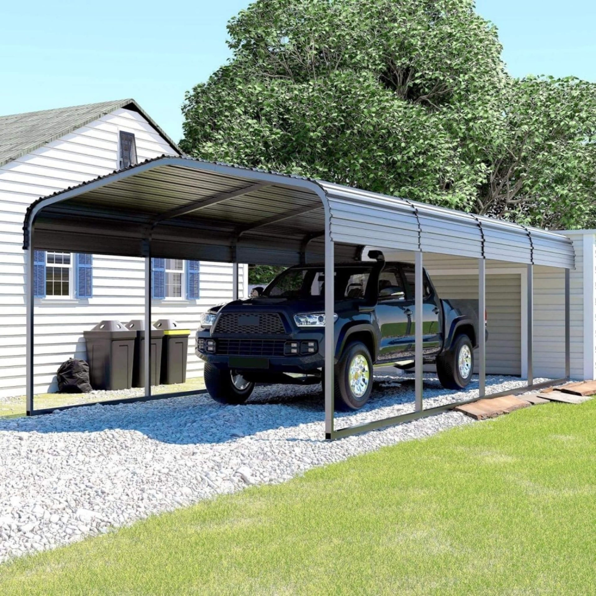 [12X20FT] Premium Modern Heavy-Duty Outdoor Alloy Steel Carport Canopy (SAK91486)