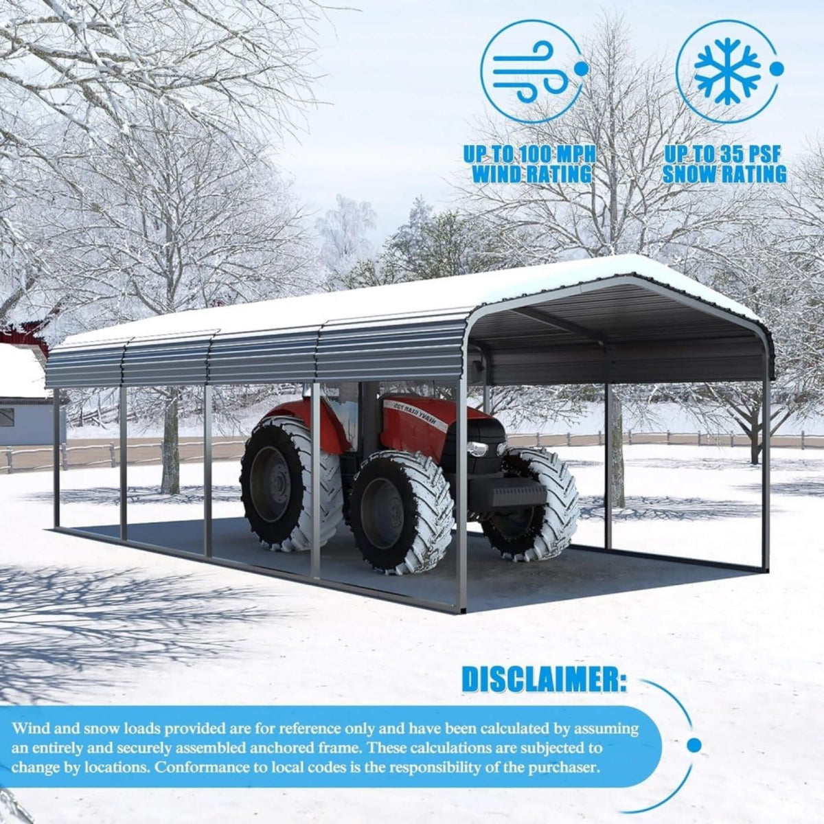 [12X20FT] Premium Modern Heavy-Duty Outdoor Alloy Steel Carport Canopy (SAK91486)