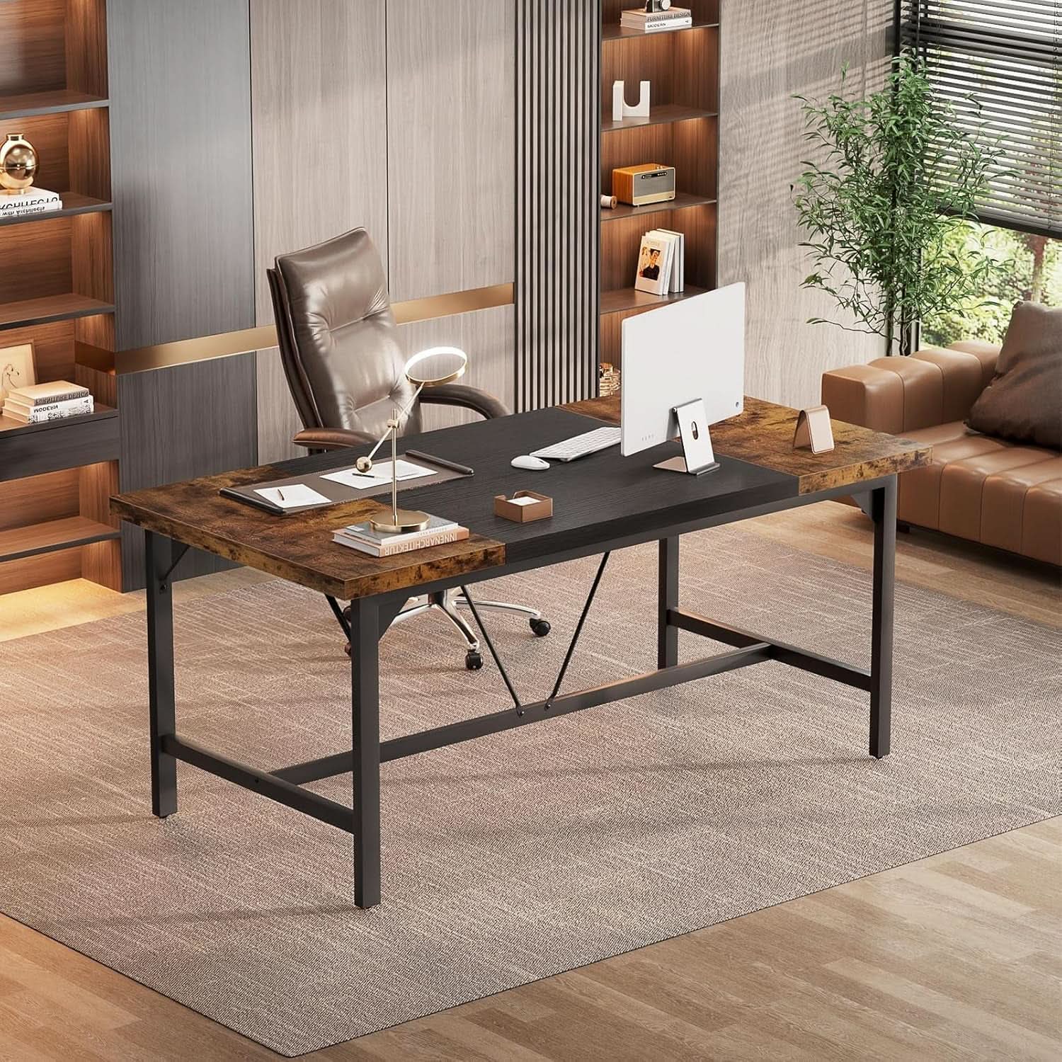 Large Rustic Computer Desk for Home Office Workstation