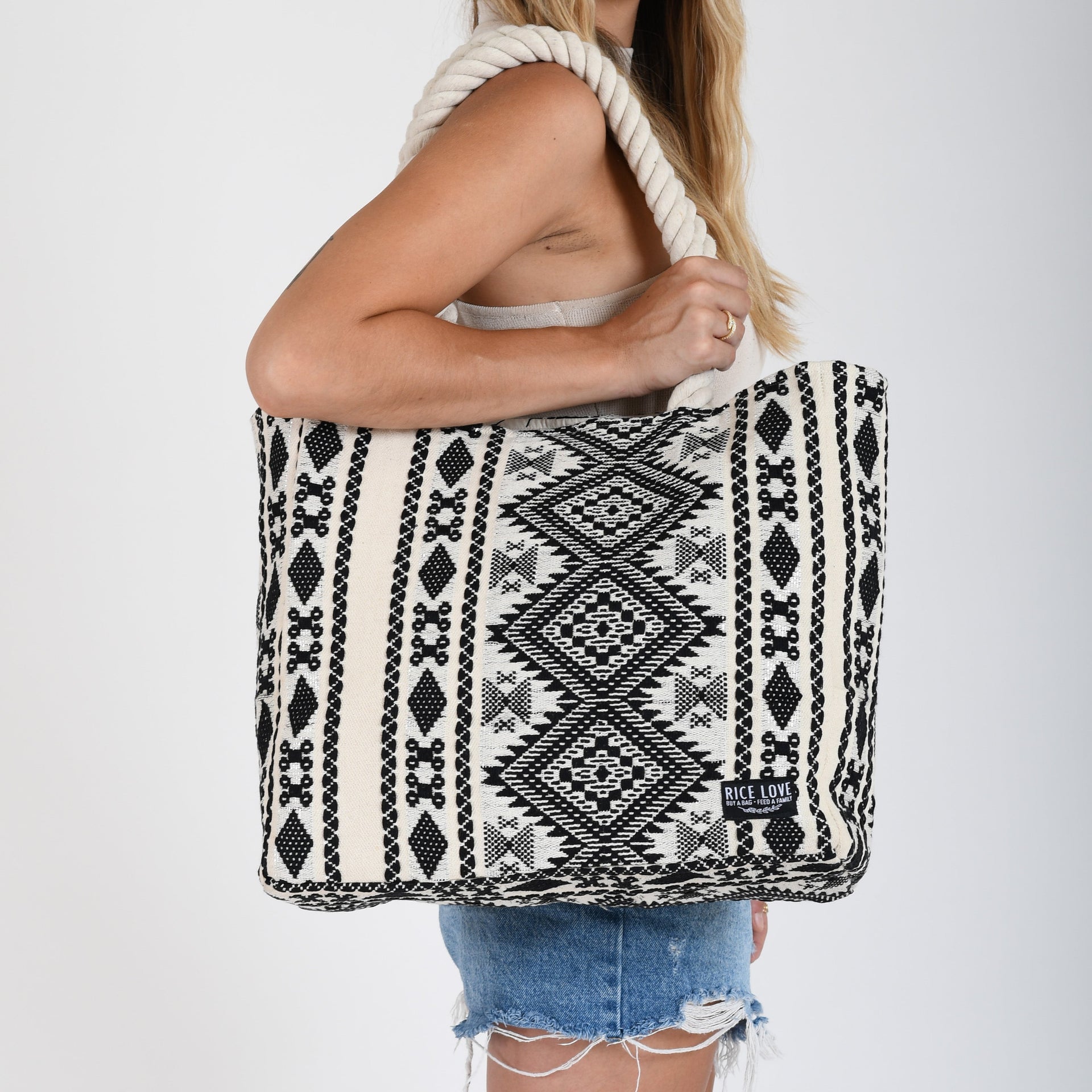 Large Shopper Tote Dainik Rice Love
