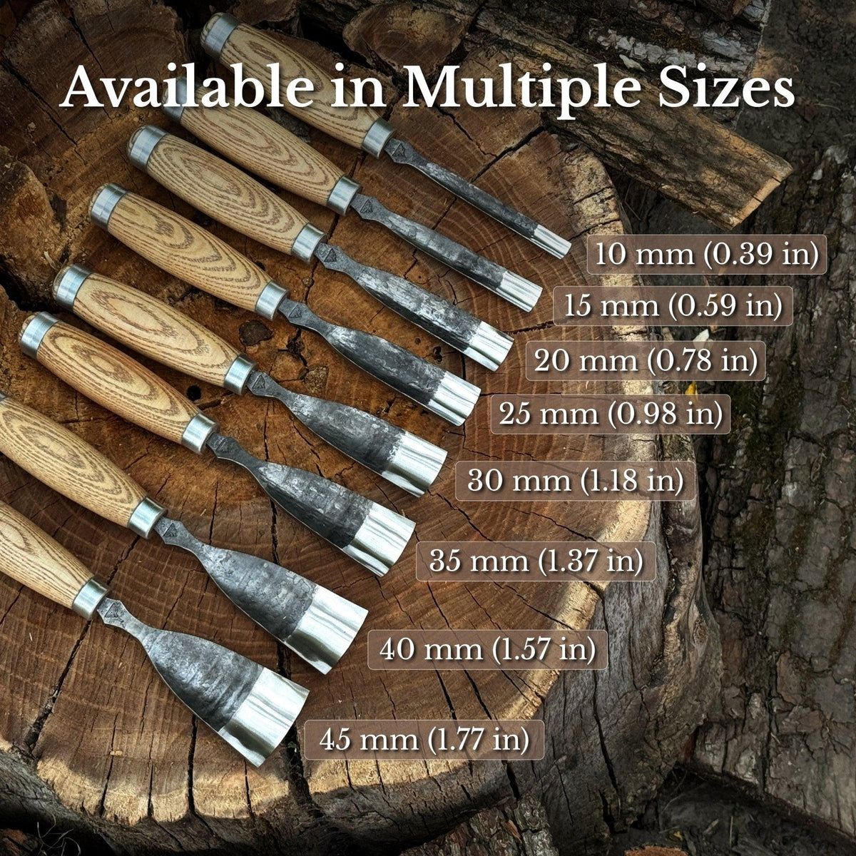 Large Straight Gouge (Rounded Chisel), 10 - 45 mm (0.4 - 1.8 inches)