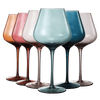 Colored Crystal Wine Glass Set of 6, Gift For Hosting, Her, Wife, Mom Friend - Large 20 oz Glasses, Unique Italian Style Tall Drinkware - Red & White, Dinner, Color Beautiful Glassware - (Pastel)