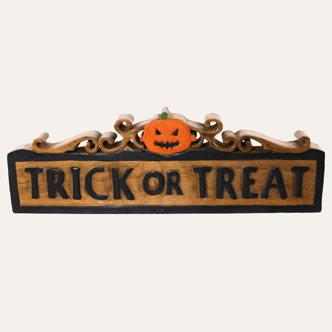 Wooden Halloween Sign – Trick Or Treat, Acacia