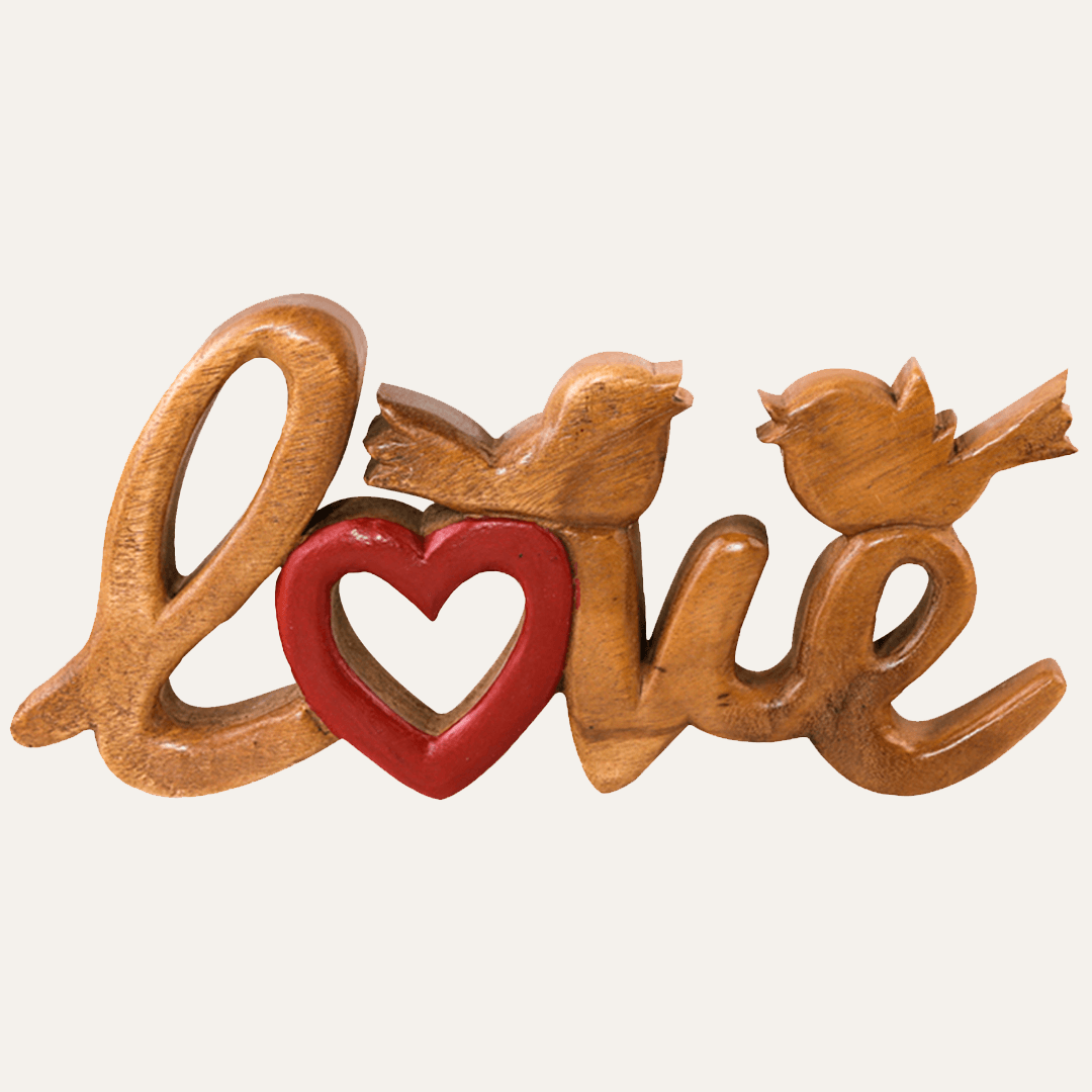 Wooden Love Sign – Amber Affection, Acacia Wood