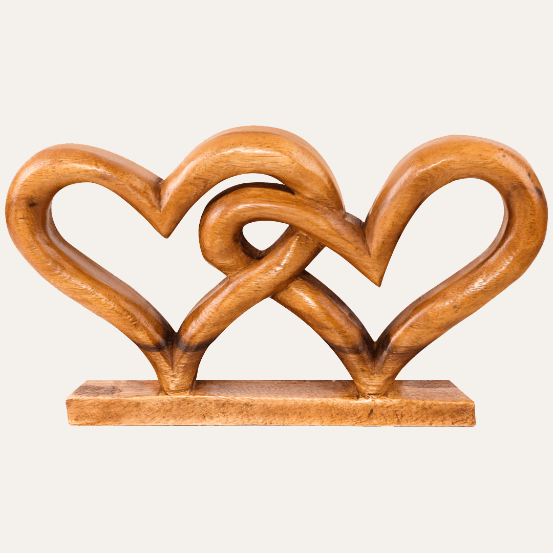 Wooden Heart Sculpture – Acacia Wood Love Symbol